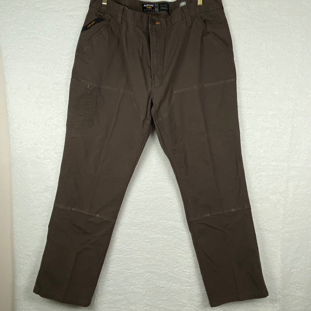 Ariat Rebar M4 Relaxed Straight Work Pants Mens 40x32 Brown Utility Double Knee